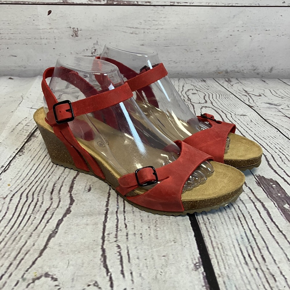 Sabatini Sandals Womens Size 40EU 9US Red Wedge Strappy Comfort Rubber Sole